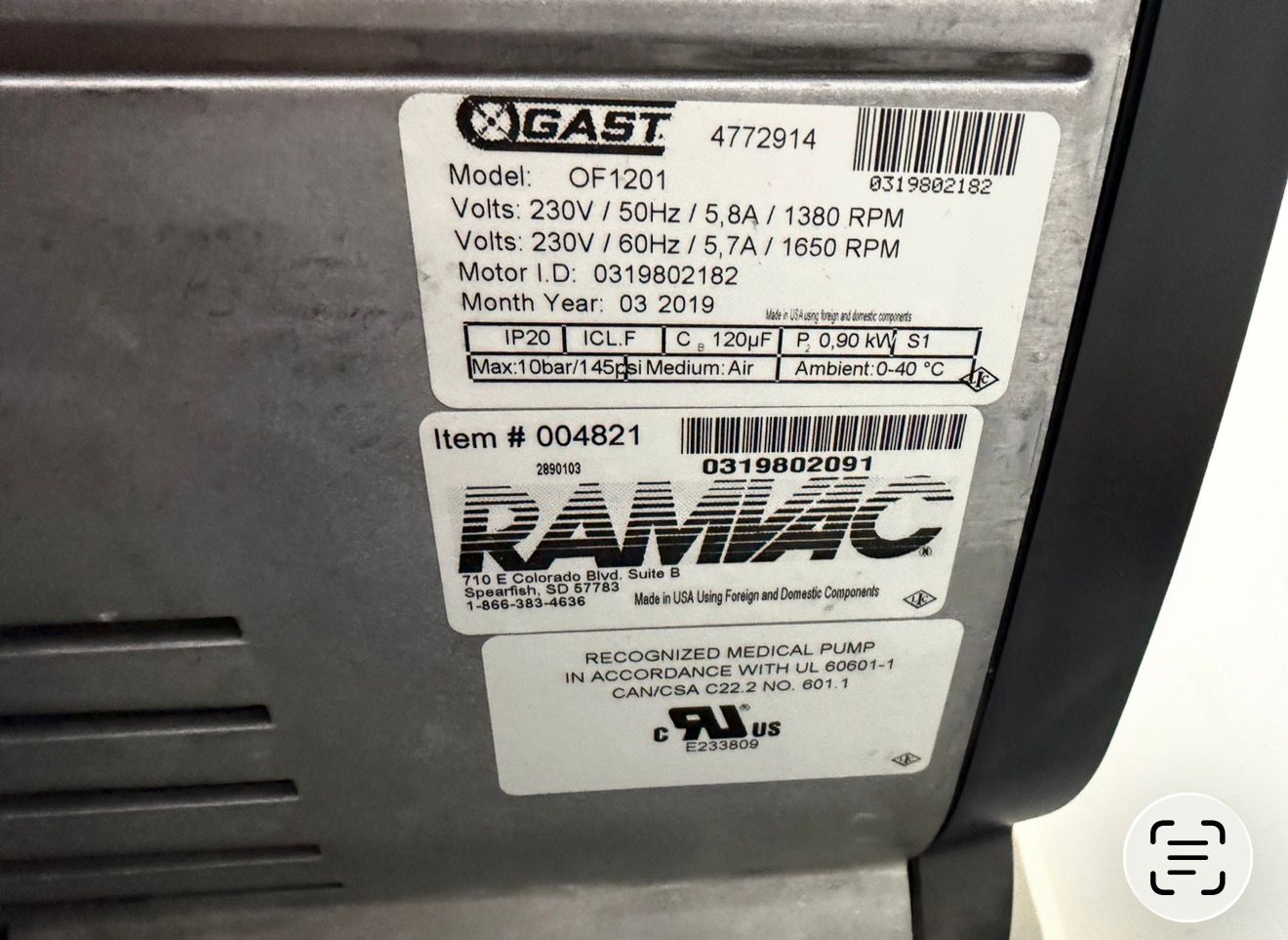 Compresor Ramvac 2-3 sillones